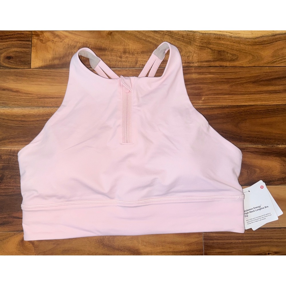 Lululemon Luxtreme Energy High-Neck Longline Bra Zip Flush Pink Size 8 NWT
